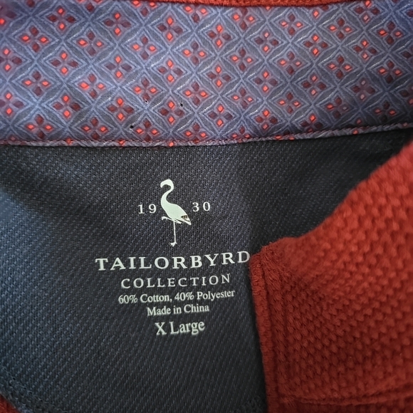TailorByrd Mens Quarter Zip Pullover Burgundy Red Size Xlarge NWT Textured - Picture 2 of 7